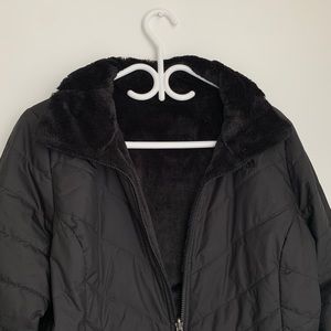 North face reversible black/faux fur jacket